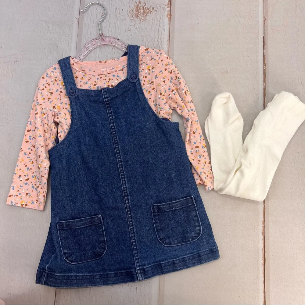 Baby 3-Piece Tee & Chambray Jumper Set SIZE 24M‎